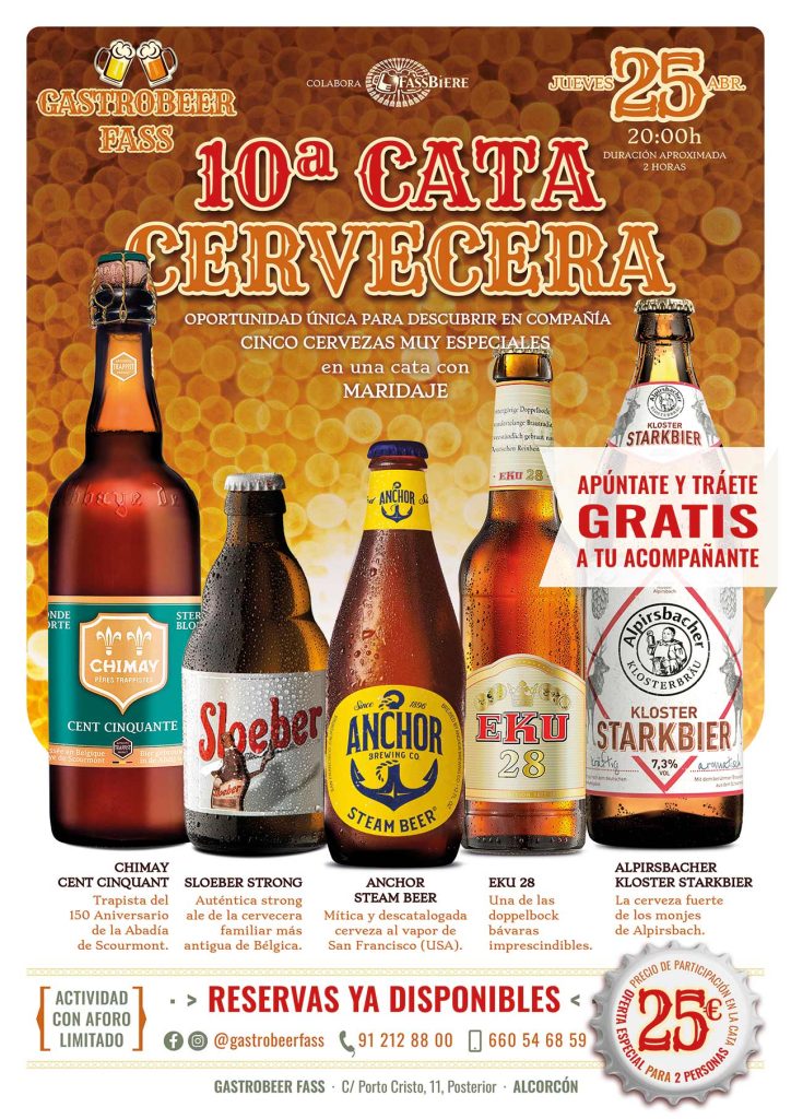 25 de Abril, 10ª Cata Cervecera del Gastrobeer Fass en Alcorcón; con la colaboración de Fassbiere.
