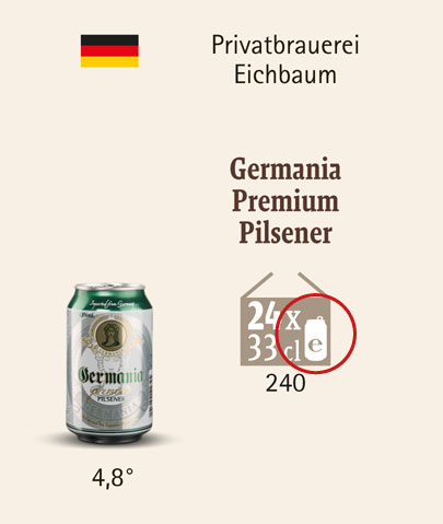 Módulo / ficha de producto para la cerveza en lata Germania Premium Pilsener