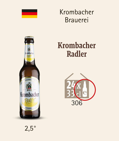 Módulo / ficha de producto para la cerveza en botella Krombacher Radler Lager