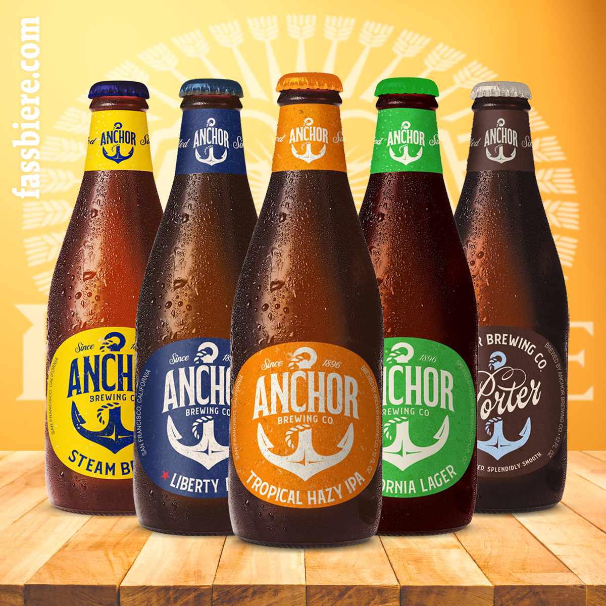 Cervezas Anchor Steam Beer, Anchor Liberty Ale, Anchor California Lager, Anchor Porter y Anchor Tropical Hazy IPA en Fassbiere