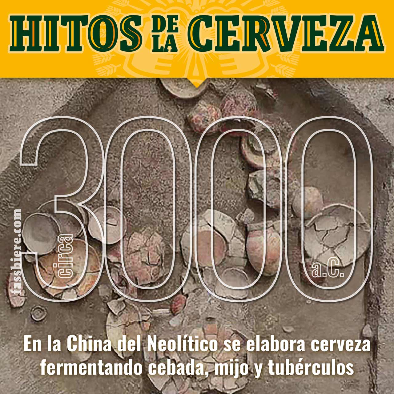 Hitos de la Cerveza en Fassbiere: Del año 3000 a. C. data la receta más antigua de elaboración de cerveza en China.