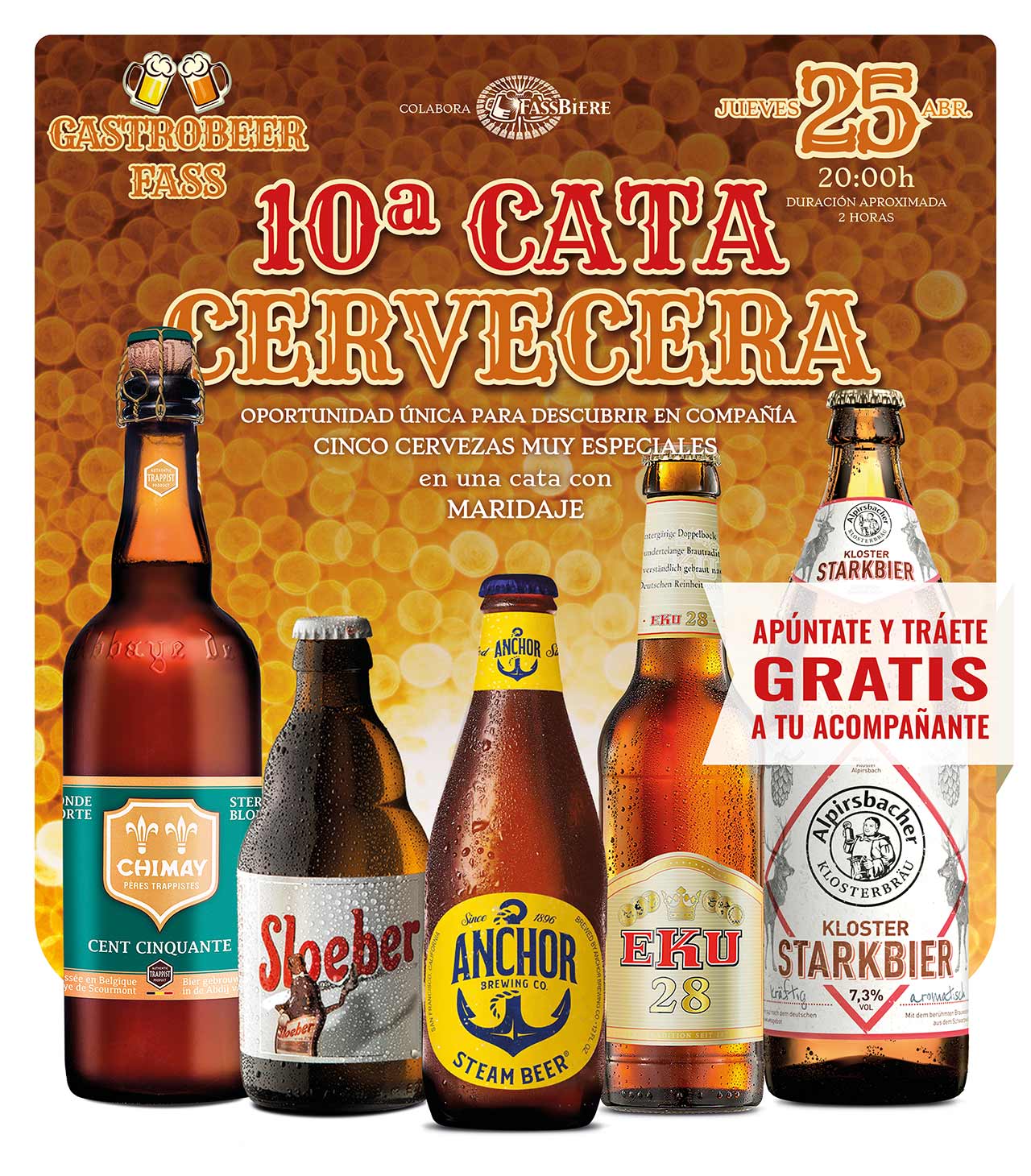 25 de Abril, 10ª Cata Cervecera del Gastrobeer Fass en Alcorcón; con la colaboración de Fassbiere.